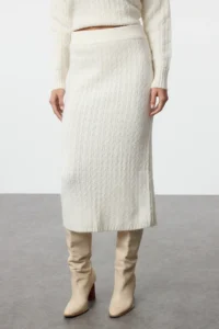 TRENDYOLMİLLA Stone Woolly Hair Knitting Knitwear Top and Bottom Set - Image 4