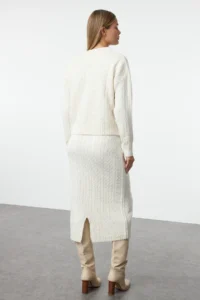 TRENDYOLMİLLA Stone Woolly Hair Knitting Knitwear Top and Bottom Set - Image 5