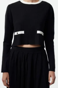TRENDYOLMİLLA Black Premium Yarn/Special Yarn pleated Skirted Knitwear Top and Bottom Set - Image 3