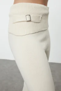 TRENDYOLMİLLA Stone Mercerized Look Premium Yarn/Special Yarn Hooded Knitwear Top and Bottom Set - Image 6