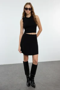 TRENDYOLMİLLA Black Skirt-Blouse-Cardigan 3 Sets Knitwear Top and Bottom Set - Image 2