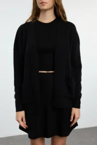 TRENDYOLMİLLA Black Skirt-Blouse-Cardigan 3 Sets Knitwear Top and Bottom Set - Image 4