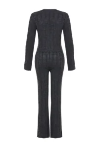 TRENDYOLMİLLA Anthracite Crop Soft textured Knitwear Top and Bottom Set - Image 7