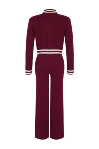 TRENDYOLMİLLA Burgundy Zippered Knitwear Top and Bottom Set - Image 7