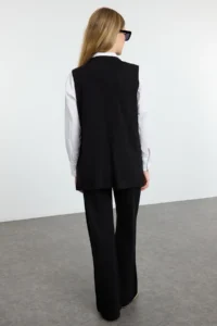 TRENDYOLMİLLA Black Wide Pattern Button Detailed Vest-Pants Knitwear Top and Bottom Set - Image 6