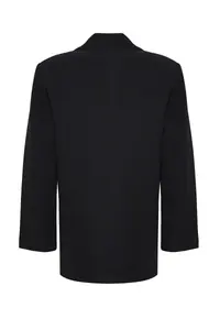 TRENDYOLMİLLA Black Oversized Heart buttoned Weaving Blazer Jacket - Image 8