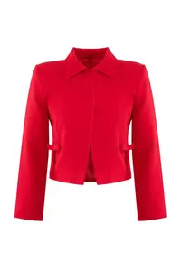 TRENDYOLMİLLA Red Bow/Ribbon Detailed Shirt Collar Crop Weaving New year Blazer Jacket - Image 6