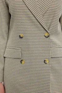 TRENDYOLMİLLA Brown Crowbar Patterned Weaving Blazer Jacket - Image 4