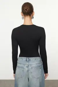 TRENDYOLMİLLA Black Crew Neck slim/Fitting Knitting Bodysuit .D.00014 - Image 5