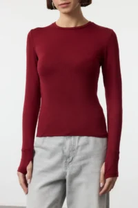 TRENDYOLMİLLA Burgundy Viscose/Soft Fabric Flexible Knitting Blouse with Fingering Detail - Image 4