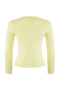 TRENDYOLMİLLA Yellow Viscose/Soft Fabric Flexible Knitting Blouse with Fingering Detail - Image 7