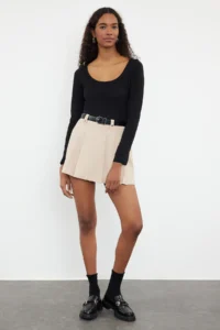 TRENDYOLMİLLA Black Cowl Neck Fitted Knitting Blouse - Image 2