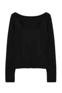 TRENDYOLMİLLA Black Cowl Neck Fitted Knitting Blouse - Image 6