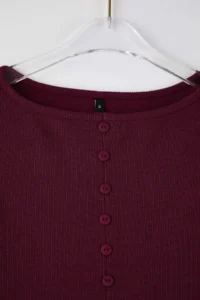 TRENDYOLMİLLA Plum Button Detailed Crew Neck Ribbed Flexible Regular Size Knitting Blouse - Image 7
