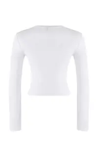 TRENDYOLMİLLA Black-Ecru 2 Sets Package Crop/Short Fitted/Body-Sitting Knitting Blouse - Image 11