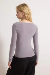 TRENDYOLMİLLA Mink Boat Neck Draped Flexible Knitting Blouse - Image 4