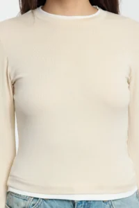 TRENDYOLMİLLA Stone Color Blocked Fitted Viscose/Soft Fabric Flexible Knitting Blouse - Image 4