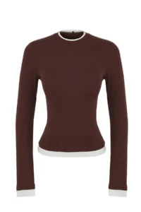 TRENDYOLMİLLA Brown Color Block Fitted Viscose/Soft Fabric Flexible Knitting Blouse - Image 6