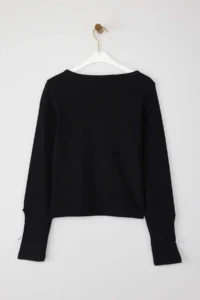 TRENDYOLMİLLA Black Bow and Cut Out Detailed Crew Neck slim/Fitting Knitting Blouse - Image 8