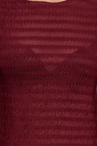 TRENDYOLMİLLA Burgundy Fitted textured Tulle Flexible Knitting Blouse - Image 3