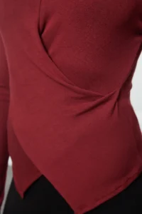 TRENDYOLMİLLA Burgundy Double breasted Gathering/Drape Detailed slim/Fitting Knitting Blouse - Image 5