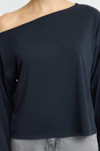 TRENDYOLMİLLA Anthracite Modal More Sustainable Boat Neck relaxed/Comfortable Cut Knitting Blouse - Image 4