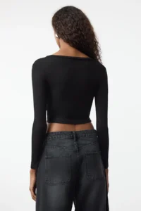 TRENDYOLMİLLA Black-Ecru 2 Sets Package Fitted Knitting Blouse - Image 5