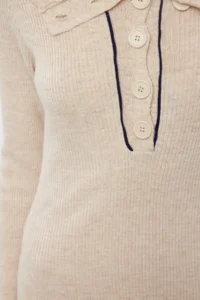 TRENDYOLMİLLA Stone Midi Knitwear Striped Piping Detailed Dress - Image 4