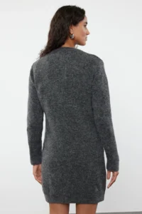 TRENDYOLMİLLA Anthracite Mini Size Knitwear Woolly Dress - Image 5