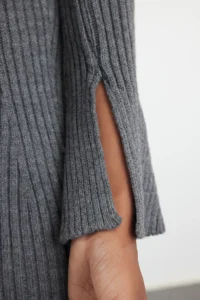 TRENDYOLMİLLA Anthracite Mini Knitwear A-line Formda Dress - Image 4