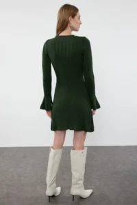 TRENDYOLMİLLA Emerald Green Mini Knitwear A-line Form Dress - Image 5