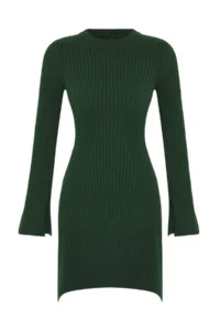 TRENDYOLMİLLA Emerald Green Mini Knitwear A-line Form Dress - Image 7
