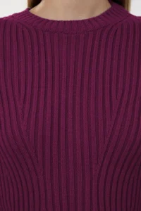 TRENDYOLMİLLA Plum Mini Knitwear A-line Formda Dress - Image 4