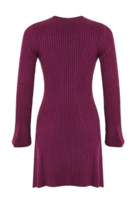 TRENDYOLMİLLA Plum Mini Knitwear A-line Formda Dress - Image 7