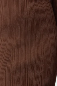 TRENDYOLMİLLA Brown Midi Knitwear Basic Carmen Collar Dress - Image 3