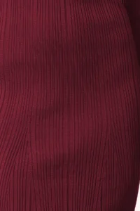 TRENDYOLMİLLA Burgundy Plain Midi Midi Knitwear Basic Carmen Collar Knit Dress - Image 4