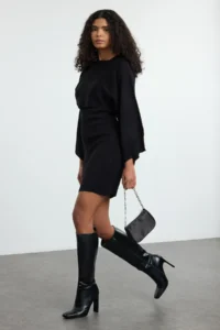 TRENDYOLMİLLA Black Mini Knitwear Bolero-Dress Set - Image 2