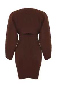 TRENDYOLMİLLA Brown Mini Knitwear Bolero-Dress Set - Image 8