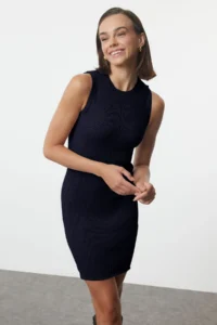 TRENDYOLMİLLA Navy Blue Mini Knitwear Bolero-Dress Set - Image 2