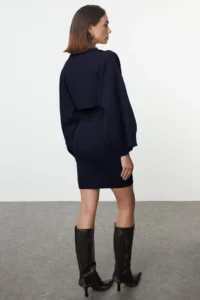 TRENDYOLMİLLA Navy Blue Mini Knitwear Bolero-Dress Set - Image 5