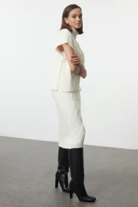 TRENDYOLMİLLA Ecru Maxi Knitwear Soft textured Pullover-Dress Set - Image 3