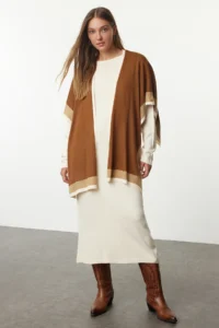 TRENDYOLMİLLA Ecru Maxi Knitwear Basic Scarf Dress