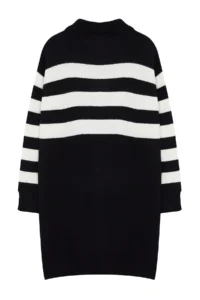 TRENDYOLMİLLA Black Striped Mini Knitwear Soft textured Dress - Image 7