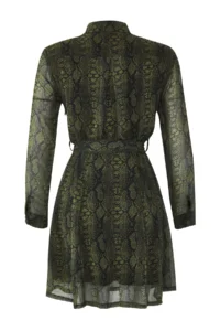 TRENDYOLMİLLA Green Belted animals Patterned Lined Siphon Flight Flight Weaving Mini Dress - Image 11