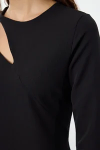 TRENDYOLMİLLA Black Bodysuit hugging Window Detailed Mini Weaving Dress - Image 4