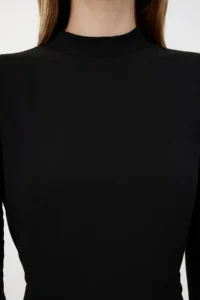 TRENDYOLMİLLA Black A Cut Back Detailed Lined Midi Siphon Weaving Winter Dress - Image 4