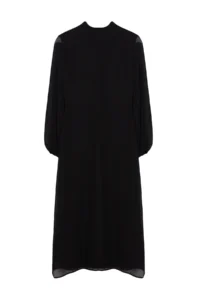 TRENDYOLMİLLA Black A Cut Back Detailed Lined Midi Siphon Weaving Winter Dress - Image 6