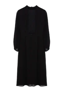 TRENDYOLMİLLA Black A Cut Back Detailed Lined Midi Siphon Weaving Winter Dress - Image 7