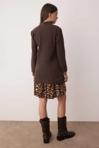 TRENDYOLMİLLA Brown Thessaloniki Dog collar Leopard Patterned Mini Knitting Dress - Image 4