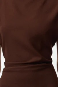 TRENDYOLMİLLA Brown A Cut Off-Shoulder Neck Midi Weaving Dress - Image 5